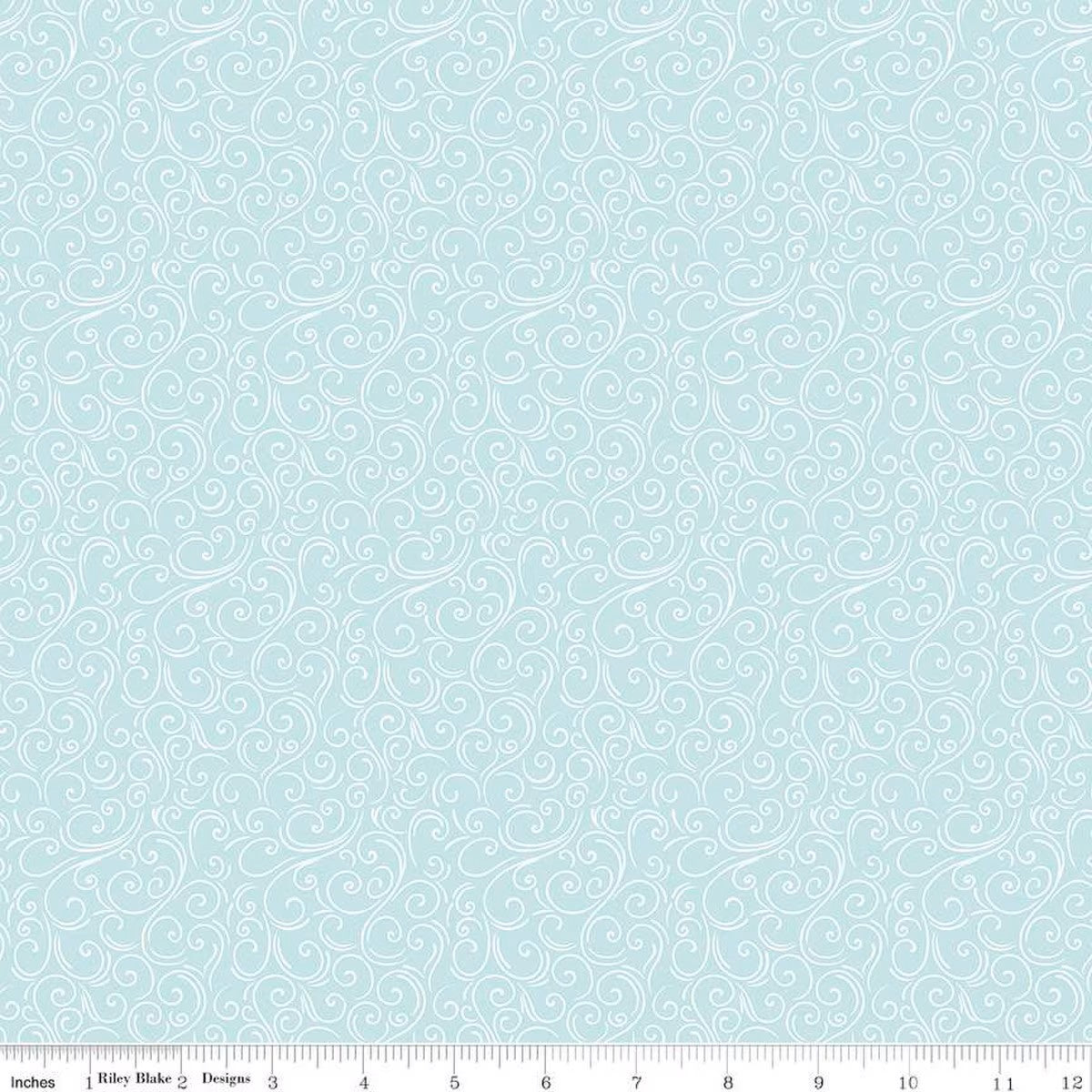 Winter Magic - Swirls, Aqua - PER 1/4 YARD