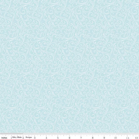 Winter Magic - Swirls, Aqua - PER 1/4 YARD