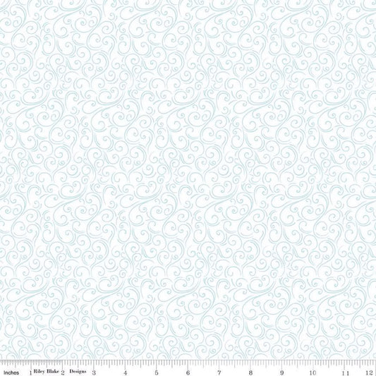 Winter Magic - Swirls, White - PER 1/4 YARD