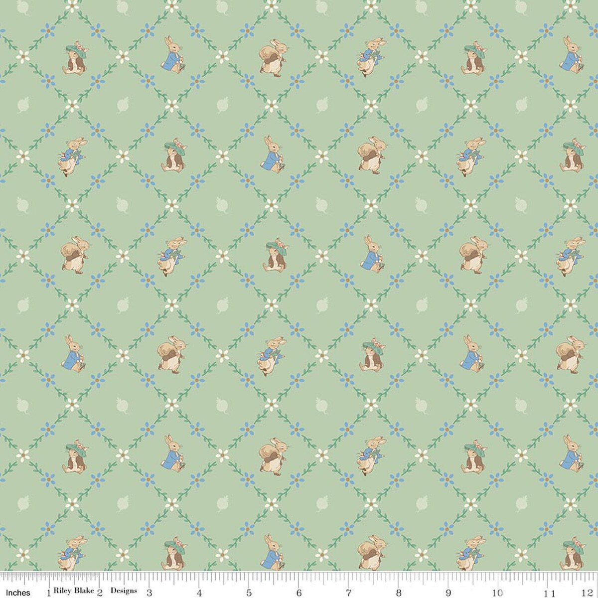 Peter Rabbit & Benjamin Bunny, Lattice Green - PER 1/4 YARD
