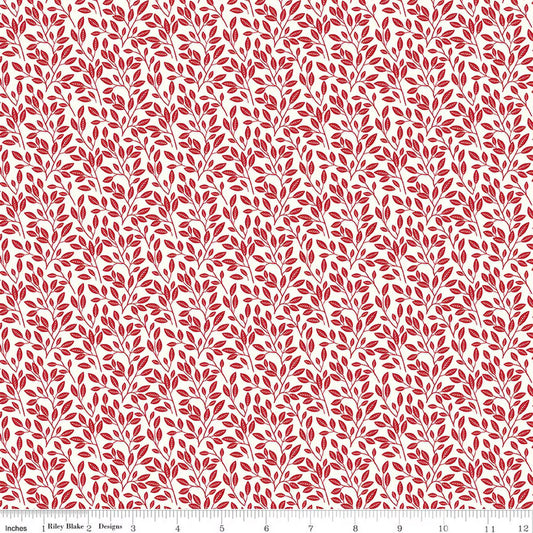 Radiant Ruby - Leaves, Cloud - PER 1/4 YARD