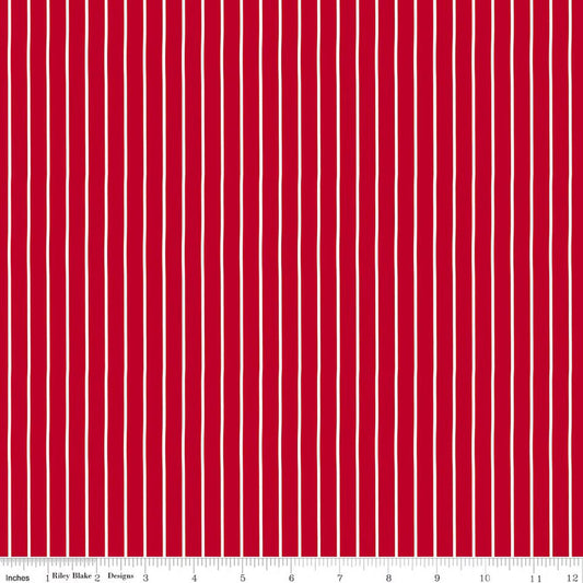 Radiant Ruby - Stripe, Schoolhouse - PER 1/4 YARD