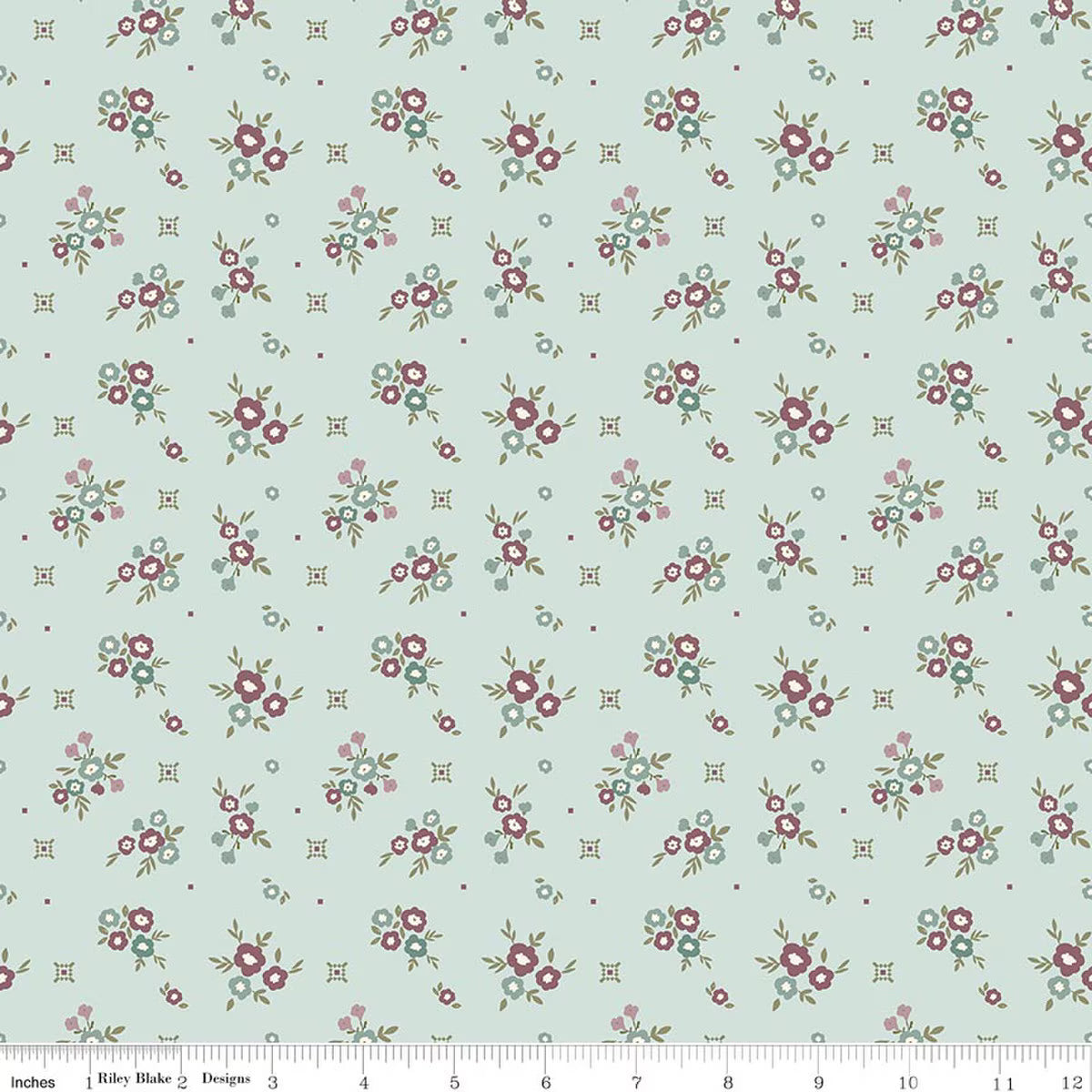 Renew - Floral, Bleached Denim - PER 1/4 YARD