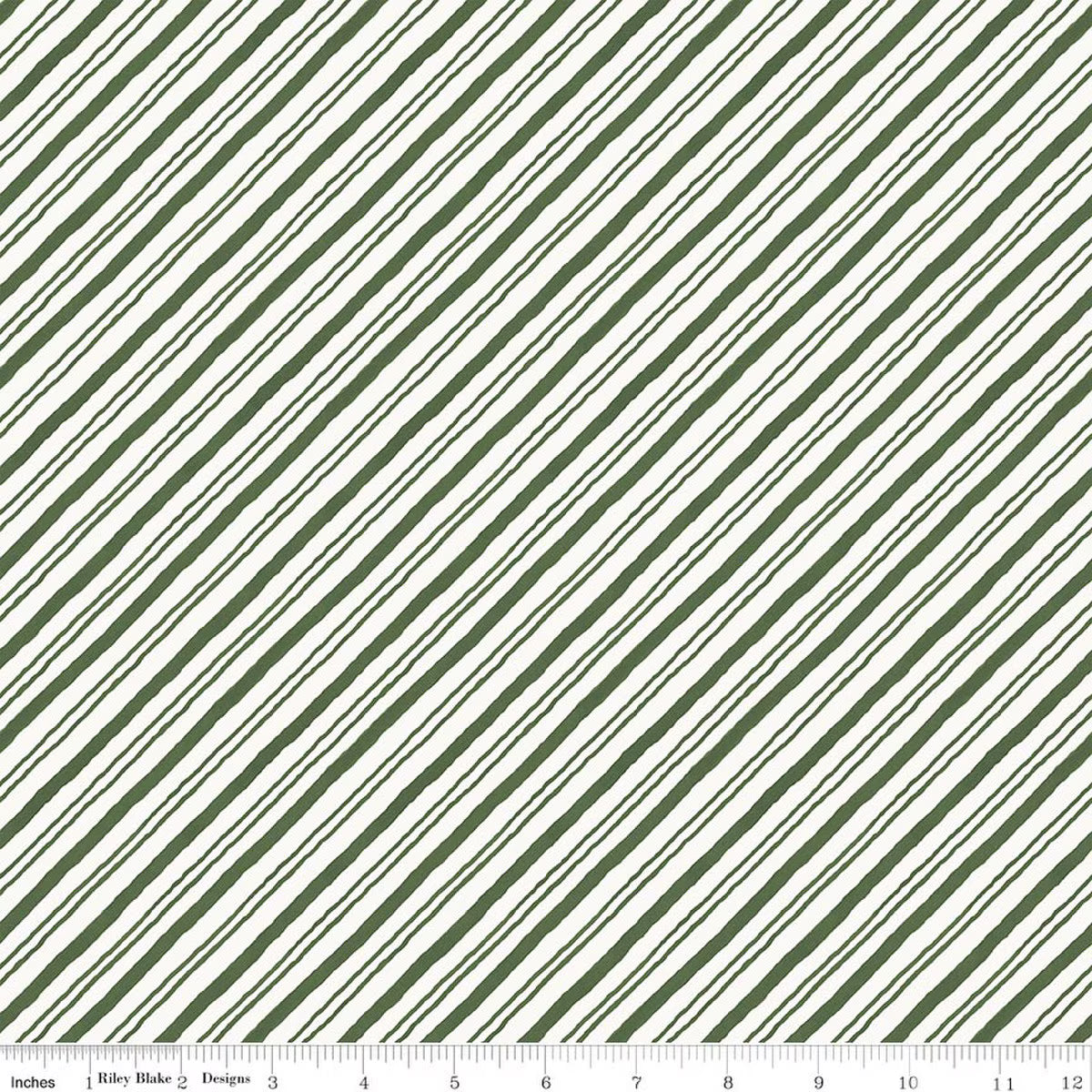 Holiday Spirit - Stripes, Green - PER 1/4 YARD