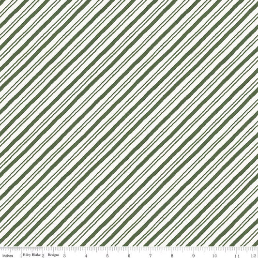 Holiday Spirit - Stripes, Green - PER 1/4 YARD