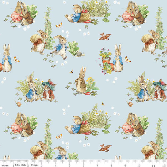 Peter Rabbit & Benjamin Bunny, Main Blue - PER 1/4 YARD