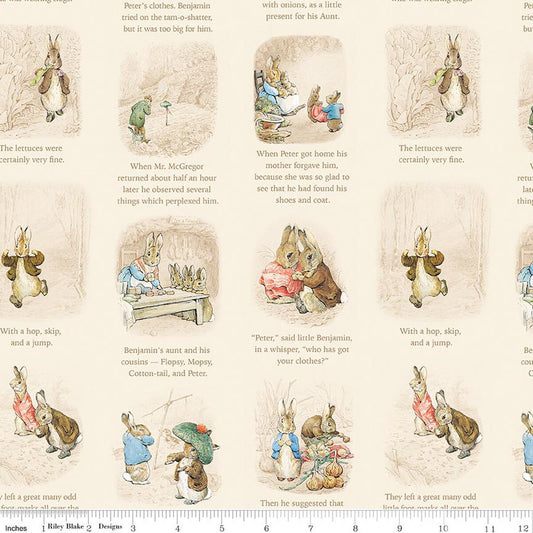 Peter Rabbit & Benjamin Bunny, Story Time Cream - PER 1/4 YARD