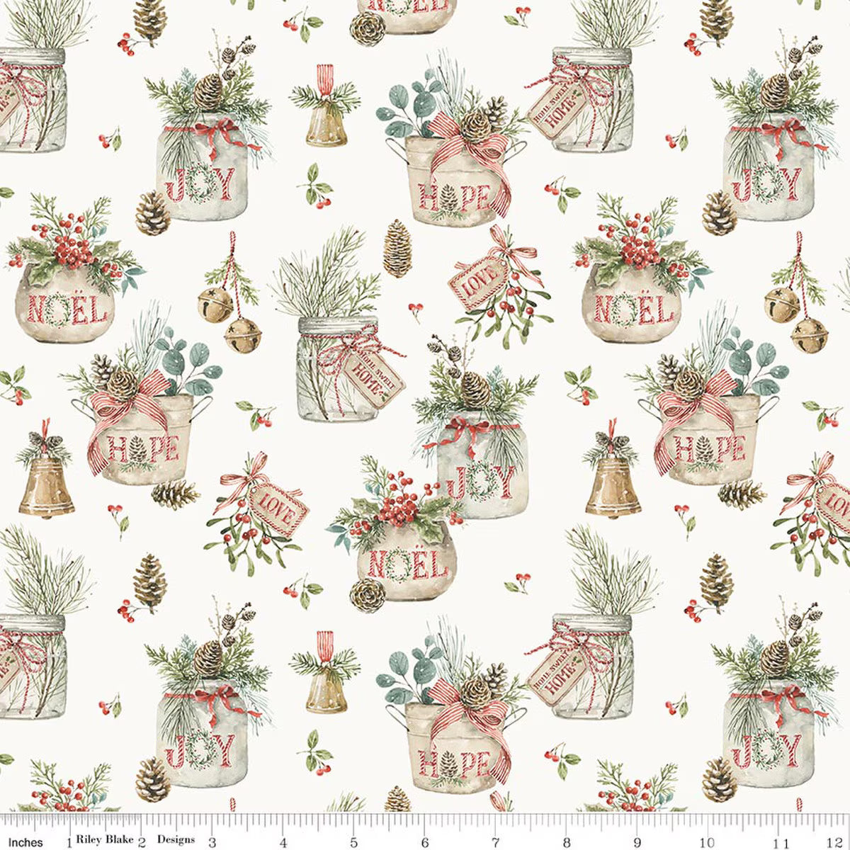 Holiday Spirit - Main, Cream - PER 1/4 YARD