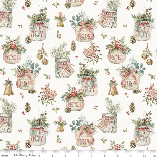 Holiday Spirit - Main, Cream - PER 1/4 YARD