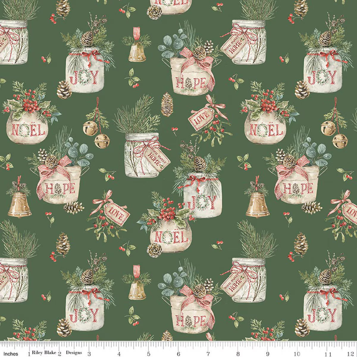 Holiday Spirit - Main, Green - PER 1/4 YARD