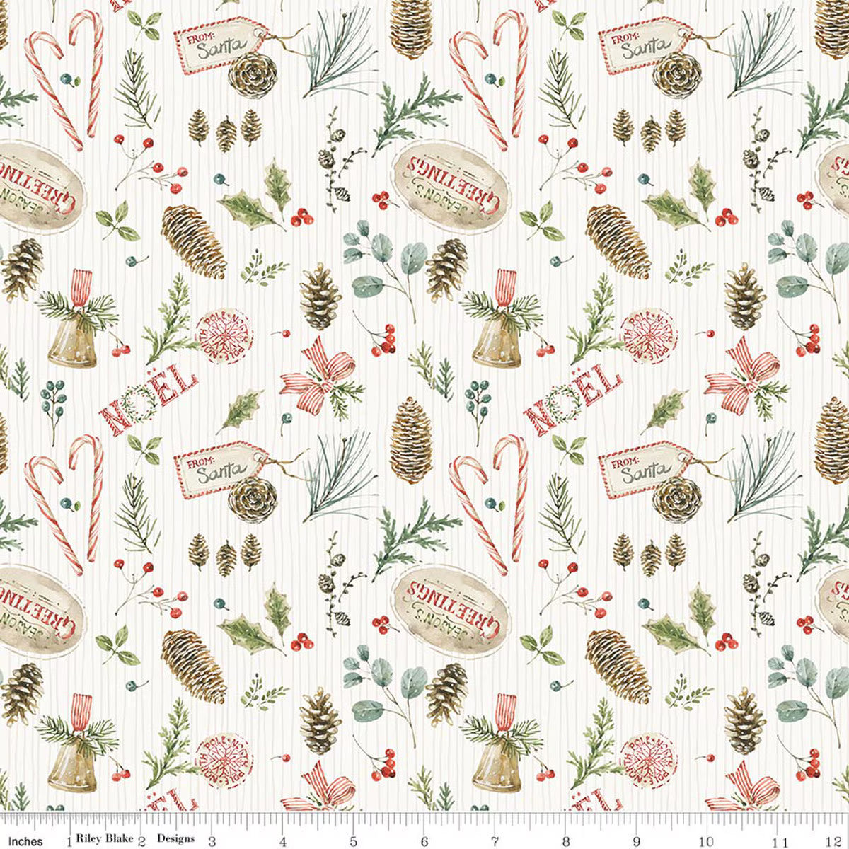 Holiday Spirit - Christmas Toss, Cream - PER 1/4 YARD