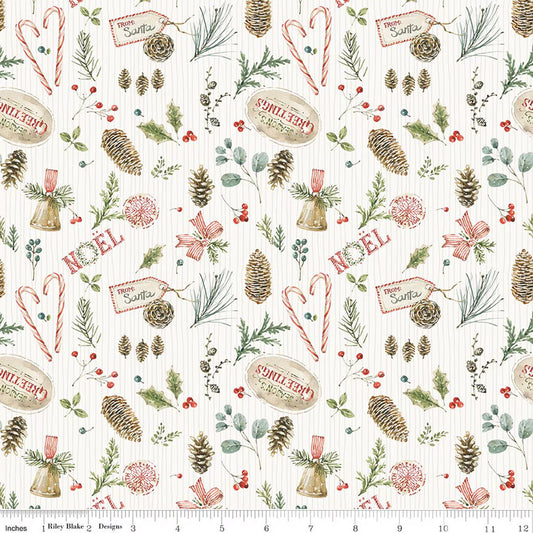 Holiday Spirit - Christmas Toss, Cream - PER 1/4 YARD