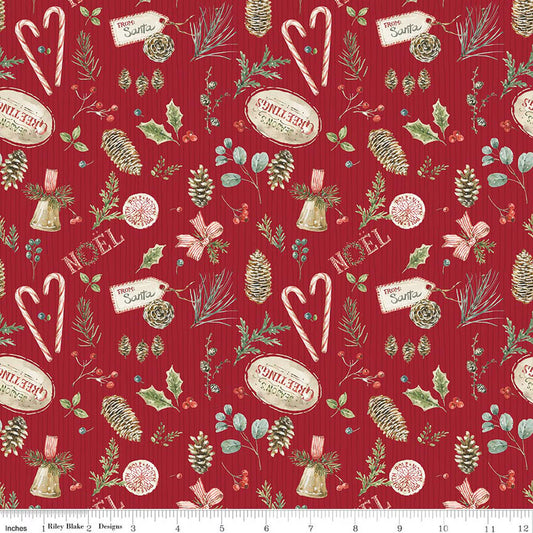 Holiday Spirit - Christmas Toss, Red - PER 1/4 YARD