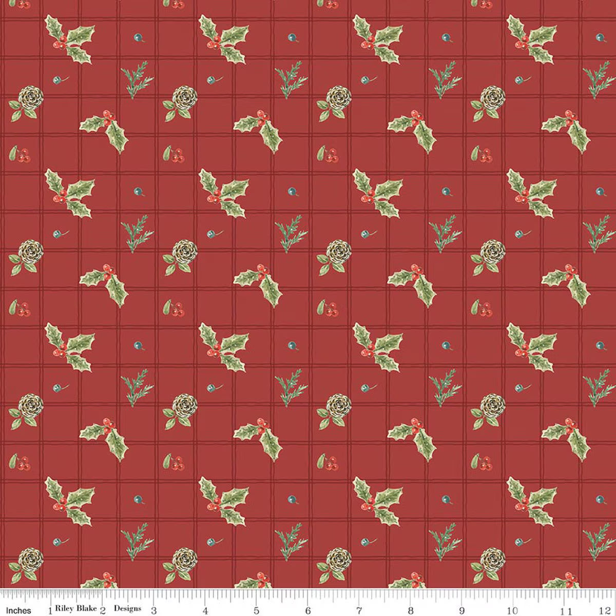 Holiday Spirit - Holly, Red - PER 1/4 YARD