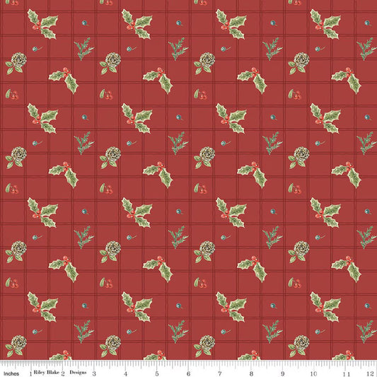 Holiday Spirit - Holly, Red - PER 1/4 YARD