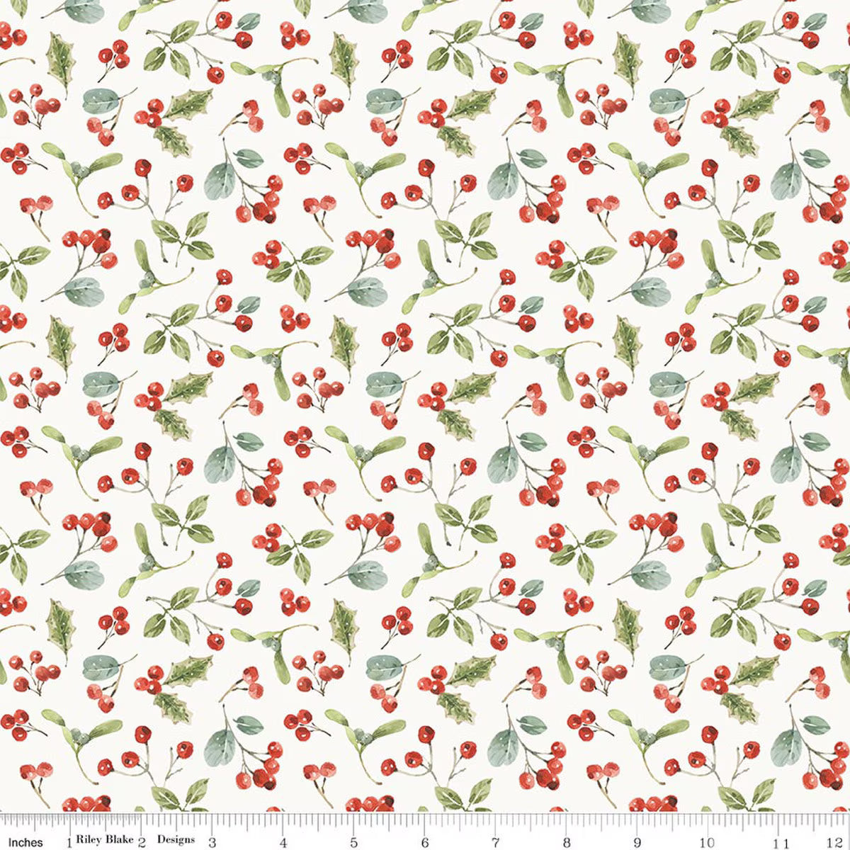 Holiday Spirit - Berries, Cream - PER 1/4 YARD