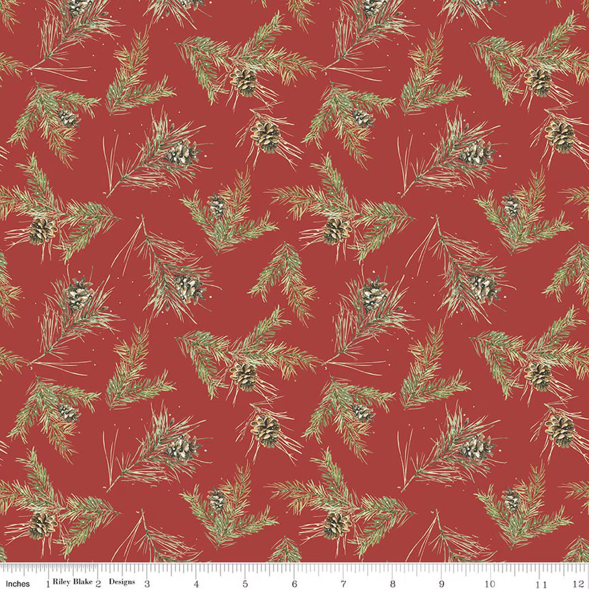 Holiday Spirit - Pinecones, Red - PER 1/4 YARD