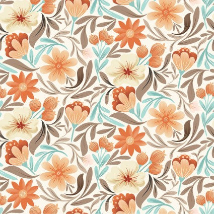 Perfect Blend - Digital Floral, Light Cream - PER 1/4 YARD
