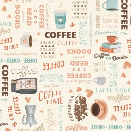 Perfect Blend - Words, Cream - PER 1/4 YARD