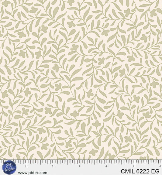 Cider Mill - Harvest Vine, Ecru/Green - PER 1/4 YARD