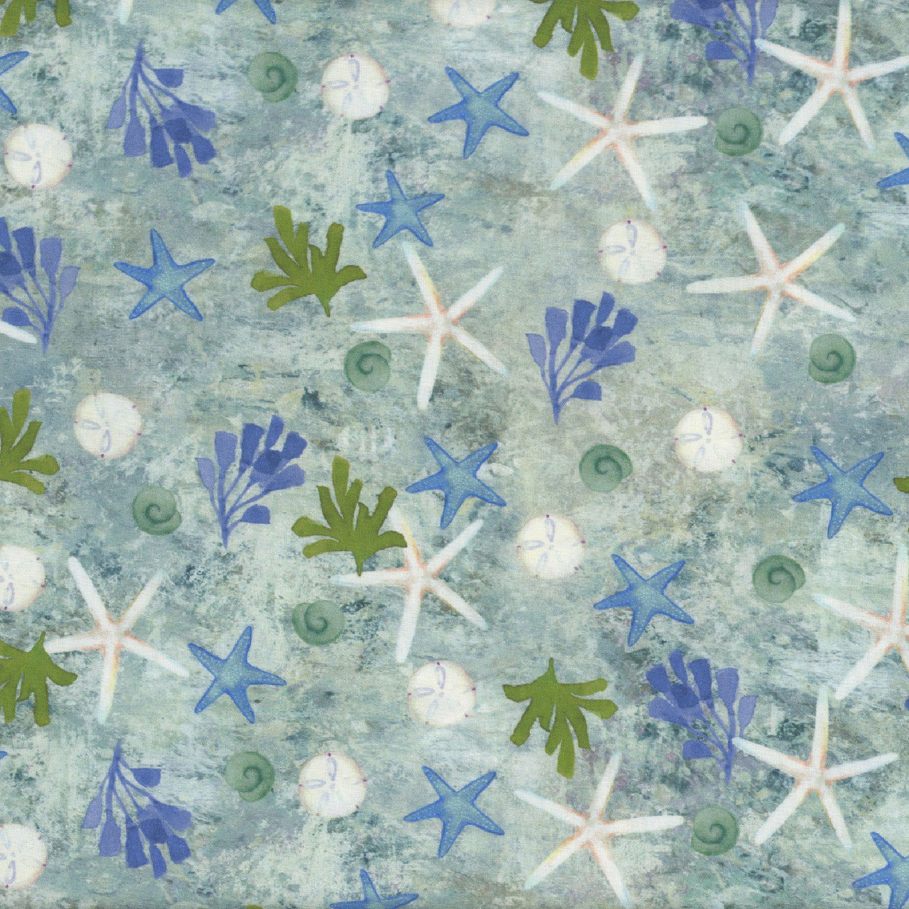 Coral Reef - Shells, Light Teal - PER 1/4 YARD