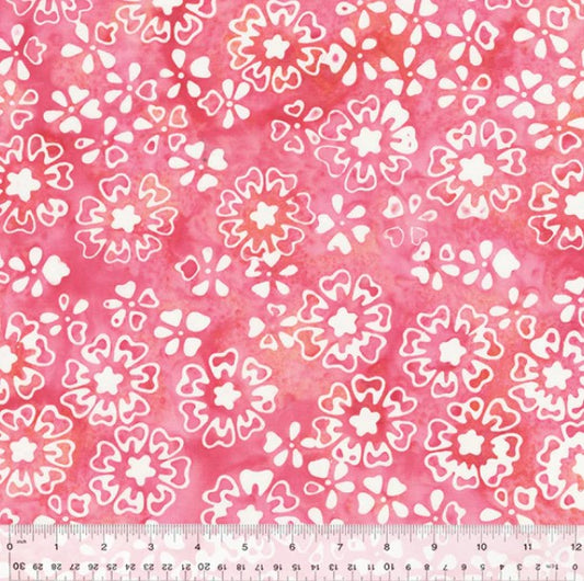 Dazzle by Jacqueline De Jonge, Meadow, Pink Batik Cotton - PER 1/4 YARD