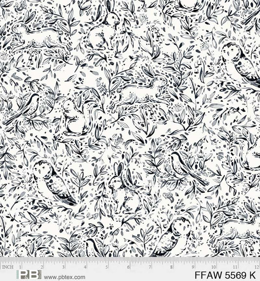 Forest Fauna 108" Wide Back Black
