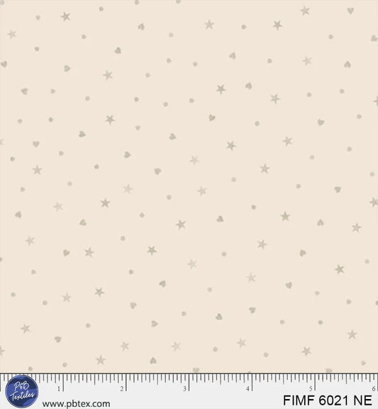 First Impressions Flannel - Ditzy Hearts & Stars, Neutral - PER 1/4 YARD