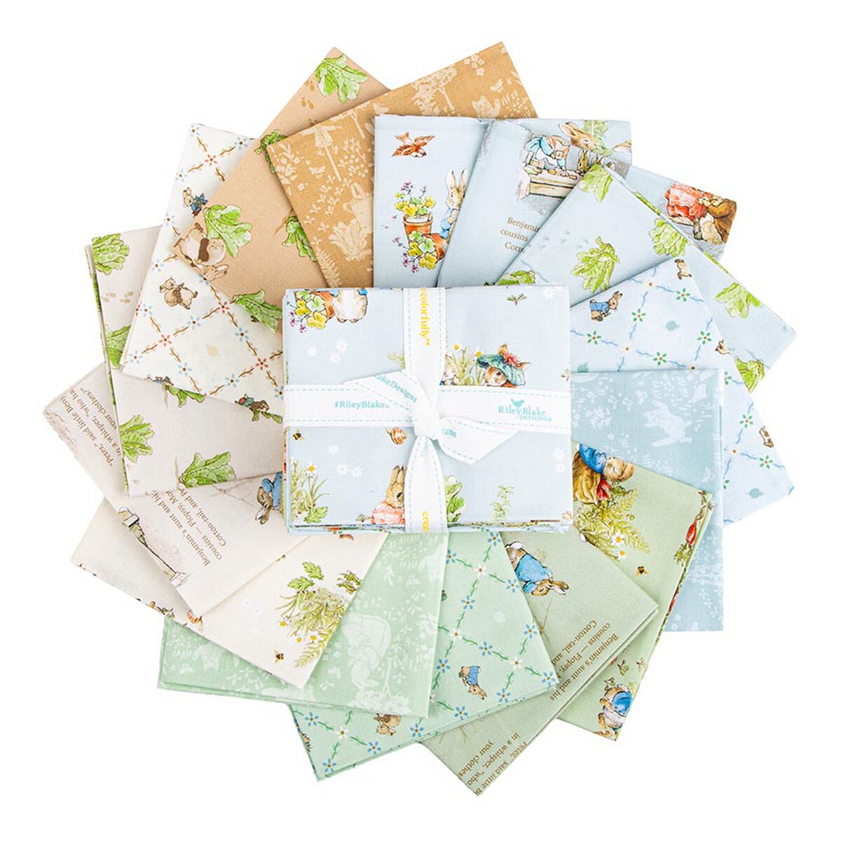 Peter Rabbit & Benjamin Bunny Fat Quarter Bundle, 15 pcs.