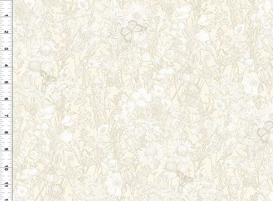 All TN/KY State Shop Hop 2026 - Floral Tonal, Cream - PER 1/4 YARD PRE-ORDER