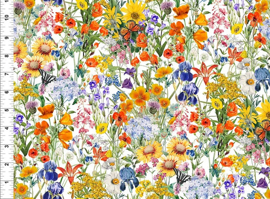 All TN/KY State Shop Hop 2026 - Floral, White - PER 1/4 YARD PRE-ORDER
