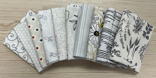 Neutral Fat Quarter Bundle - Low volume (10 FQs)