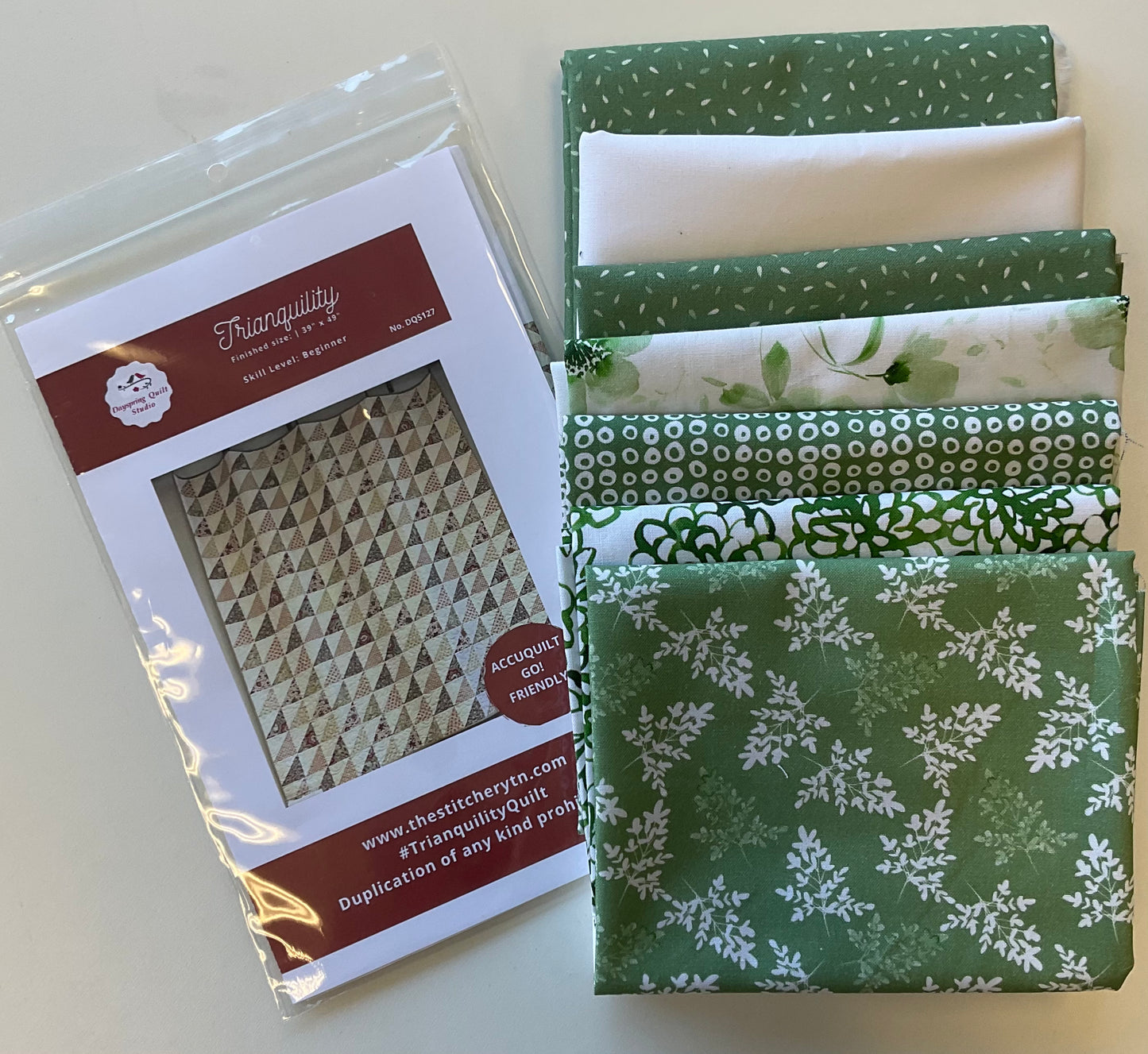 Trianquility Quilt Kit - Peace & Wildflowers Green