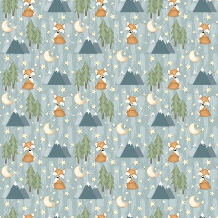 Dream Big Little One - Mountains, Blue - PER 1/4 YARD