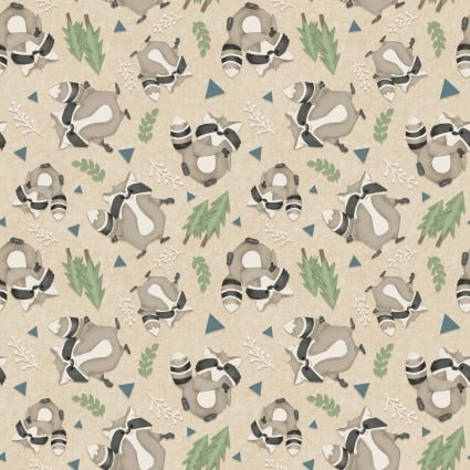 Dream Big Little One - Raccoon, Cream - PER 1/4 YARD