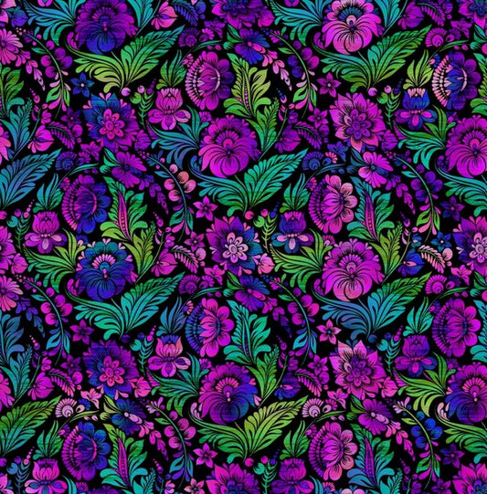 Vivid - Floral, Jewel - PER 1/4 YARD