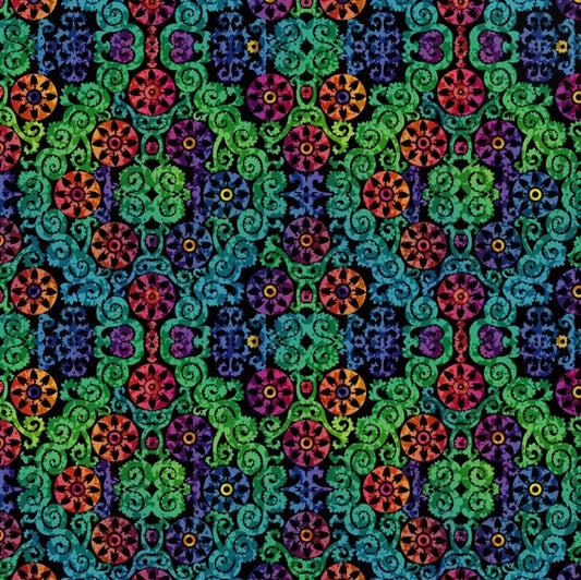 Vivid - Wheels, Multi - PER 1/4 YARD