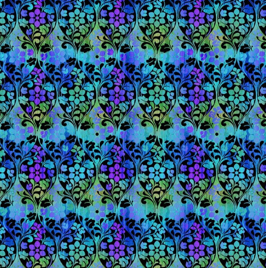 Vivid - Ogee, Blue - PER 1/4 YARD