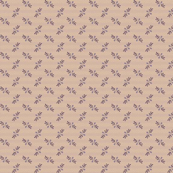 I Love Purple -  Zig Zag, Sprig, Tan - PER 1/4 YARD
