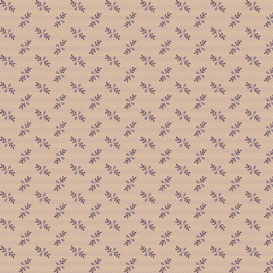 I Love Purple -  Zig Zag, Sprig, Tan - PER 1/4 YARD