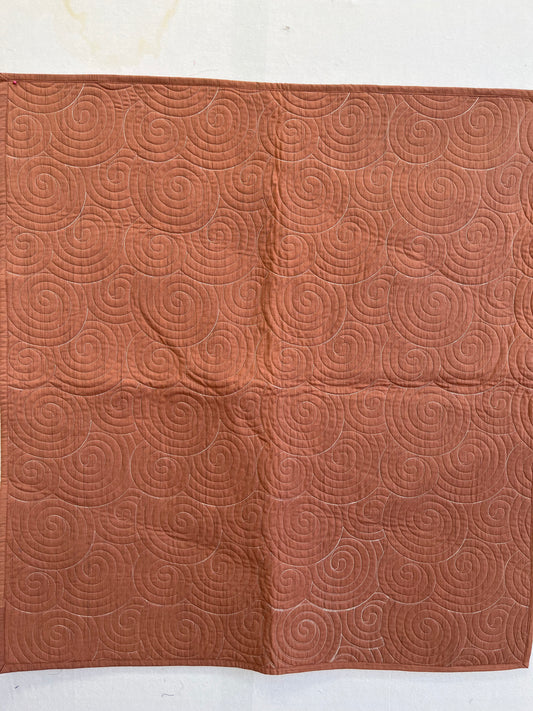 Handmade Quilt - Whole Cloth Salmon with Swirls 33 x 36"