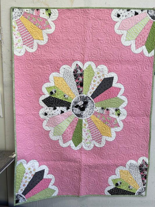 Lal the Lamb Dresden Baby Quilt - 40 x 55"