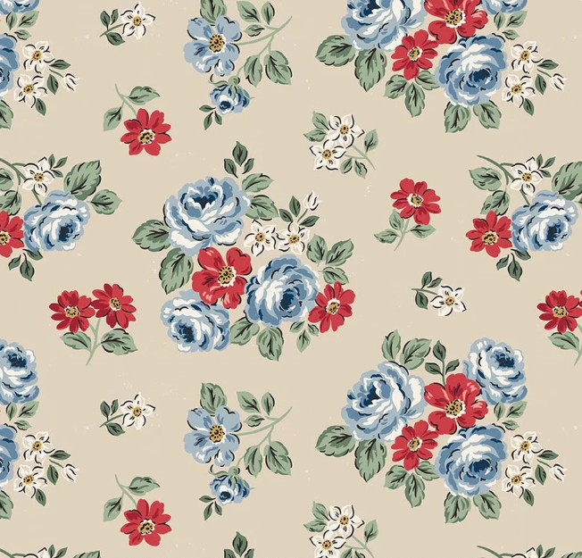 Independence Floral Beige - Wide Back 108"