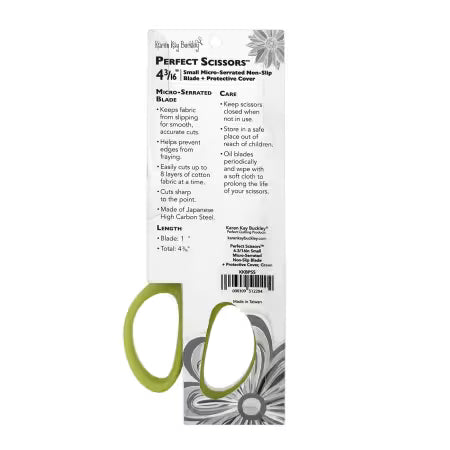 Karen Kay Buckley Perfect Scissors Green 4 3/16" Small Micro-Serrated Non-slip Blade