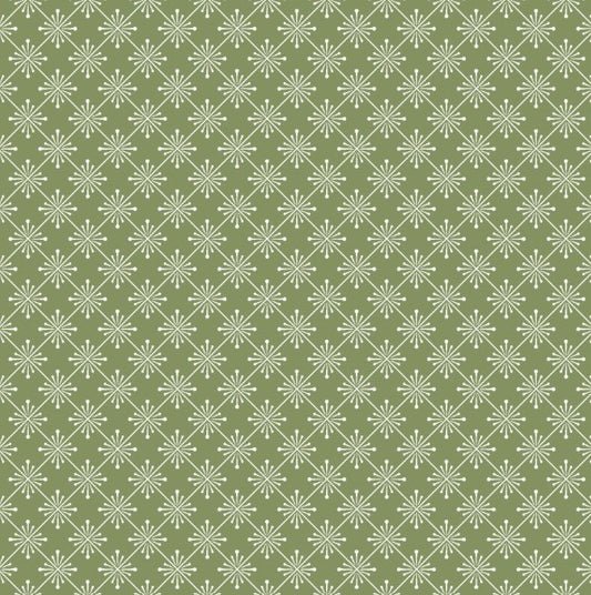 Vintage Flora - Green, Sparkle - PER 1/4 YARD