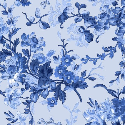 Blue Belle - Bouquet, Blue - PER 1/4 YARD