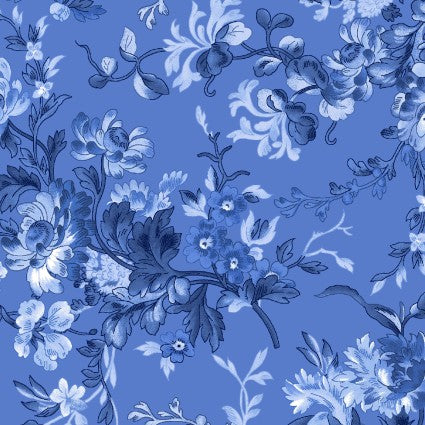 Blue Belle - Bouquet, Navy - PER 1/4 YARD