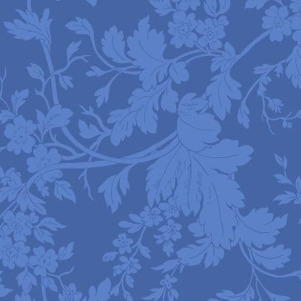 Blue Belle - Leaves, Blue - PER 1/4 YARD