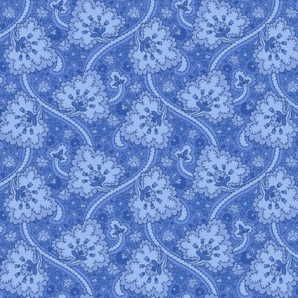 Blue Belle - Paisley, Blue - PER 1/4 YARD