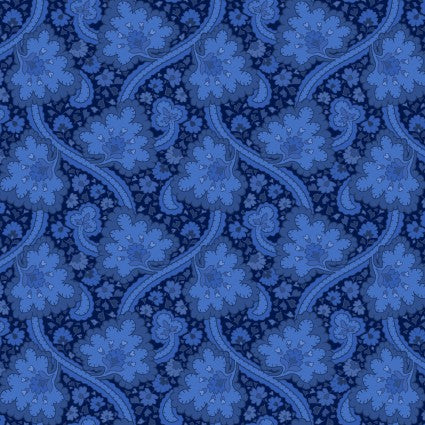 Blue Belle - Paisley, Navy - PER 1/4 YARD